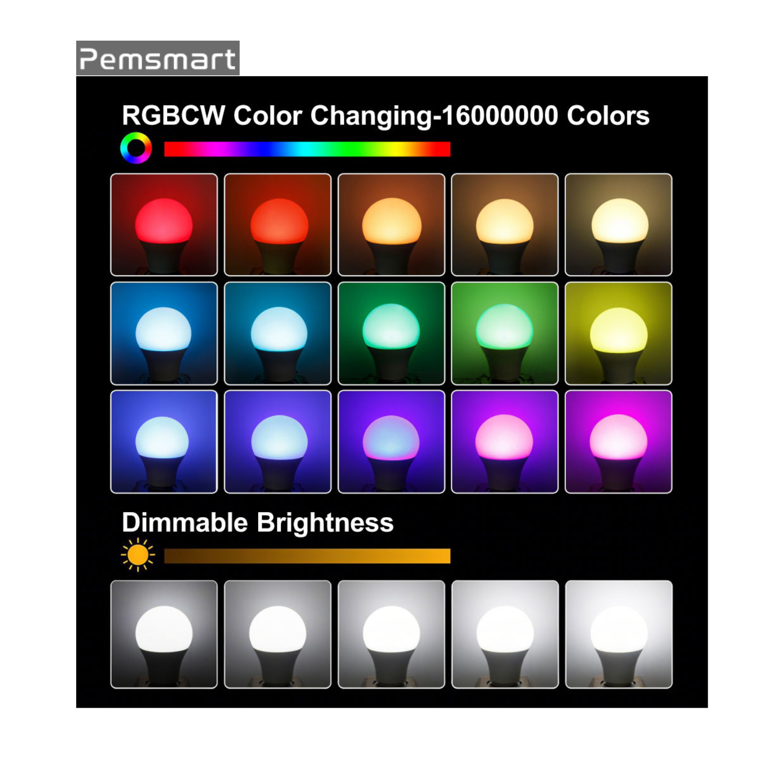 Pemsmart ZigBee Smart LED Light Bulb Energy Efficient E27 Dimmable RGB White Color Lamp 806Lm 9W 90-250V - Image 10