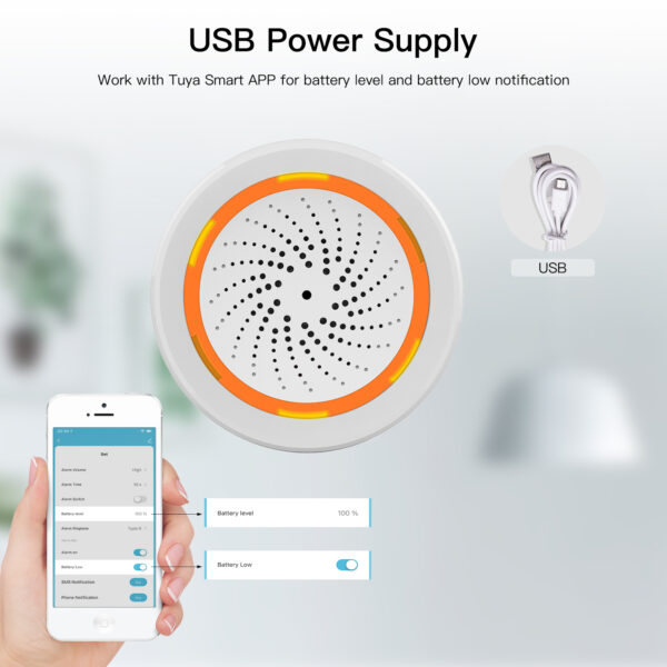 WIFI 90dB Loud Alarm with 18 Alarm Ringtones