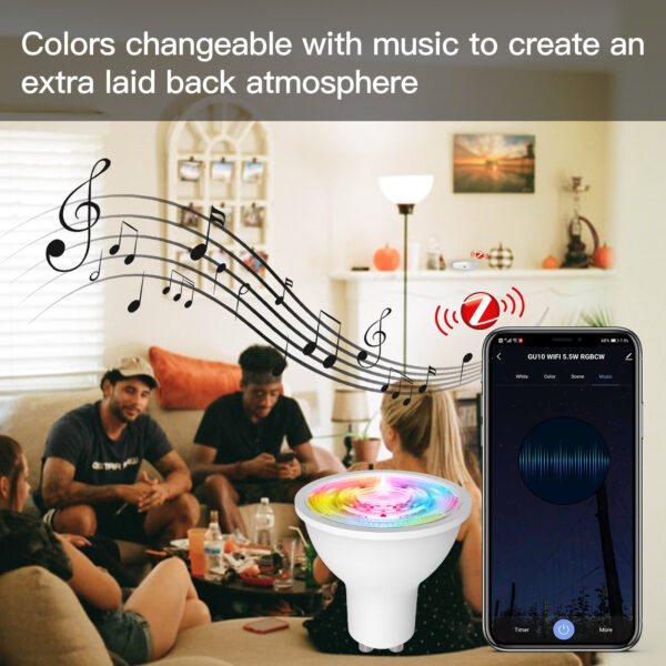 ZigBee GU10 Smart Sync Full Color LED Dimmable Party Light Bulbs RGBCCT 2200-6500K C+W 5W - Image 5