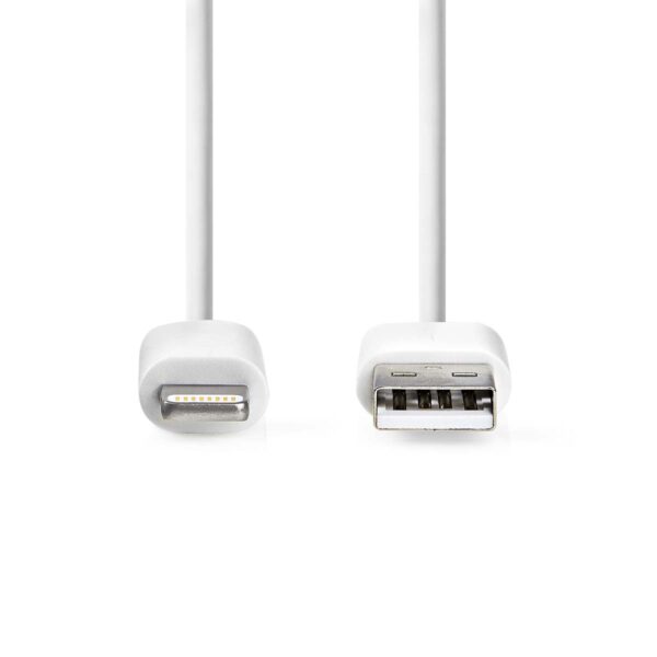 Nedis Lightning Cable | USB 2.0 | Apple Lightning 8-Pin | USB-A Male | 480 Mbps | Nickel Plated | 1.00 m | Round | PVC | White | Label - Image 2