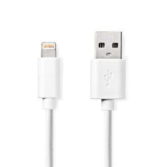 Nedis Lightning Cable | USB 2.0 | Apple Lightning 8-Pin | USB-A Male | 480 Mbps | Nickel Plated | 1.00 m | Round | PVC | White | Label