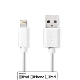 Nedis Lightning Cable | USB 2.0 | Apple Lightning 8-Pin | USB-A Male | 480 Mbps | Nickel Plated | 3.00 m | Round | PVC | White | Label