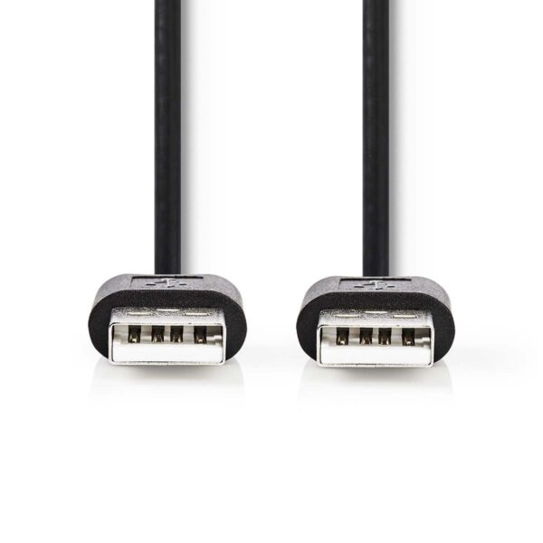 Nedis USB Cable | USB 2.0 | USB-A Male | USB-A Male | 480 Mbps | Nickel Plated | 2.00 m | Round | PVC | Black | Label - Image 2