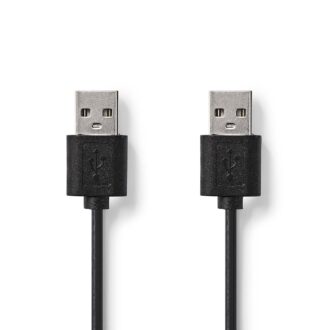 Nedis USB Cable | USB 2.0 | USB-A Male | USB-A Male | 480 Mbps | Nickel Plated | 2.00 m | Round | PVC | Black | Label