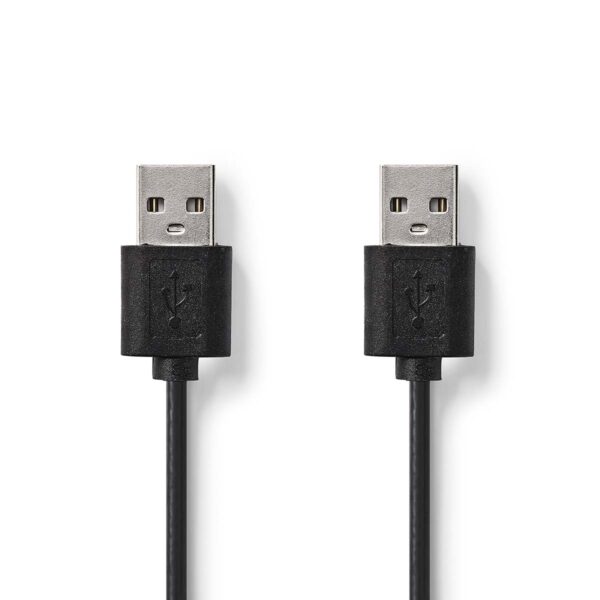 Nedis USB Cable | USB 2.0 | USB-A Male | USB-A Male | 480 Mbps | Nickel Plated | 2.00 m | Round | PVC | Black | Label