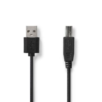 Nedis USB Cable | USB 2.0 | USB-A Male | USB-B Male | 480 Mbps | Nickel Plated | 2.00 m | Round | PVC | Black | Label