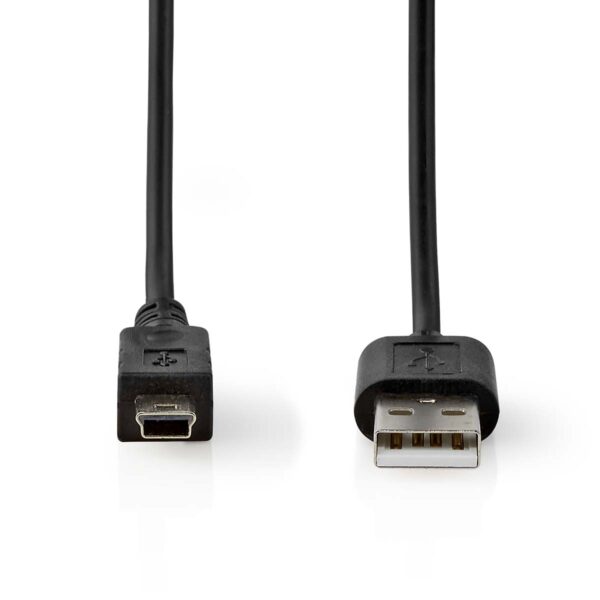 Nedis USB Cable | USB 2.0 | USB-A Male | Mini 5-Pin Male | 480 Mbps | Nickel Plated | 2.00 m | Round | PVC | Black | Label - Image 2