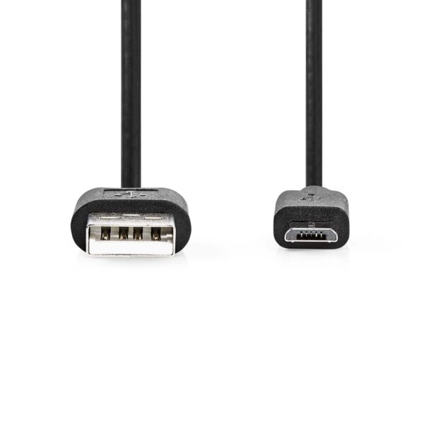 Nedis USB Cable | USB 2.0 | USB-A Male | USB Micro-B Male | 7.5 W | 480 Mbps | Nickel Plated | 1.00 m | Round | PVC | Black | Label - Image 2