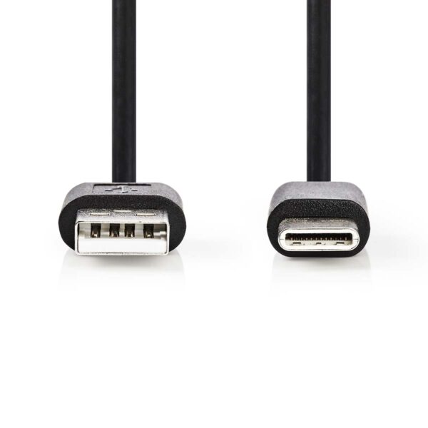 Nedis USB Cable | USB 2.0 | USB-A Male | USB-Cƒ?› Male | 5 W | 480 Mbps | Nickel Plated | 1.00 m | Round | PVC | Black | Label - Image 2