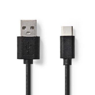 Nedis USB Cable | USB 2.0 | USB-A Male | USB-Cƒ?› Male | 5 W | 480 Mbps | Nickel Plated | 1.00 m | Round | PVC | Black | Label