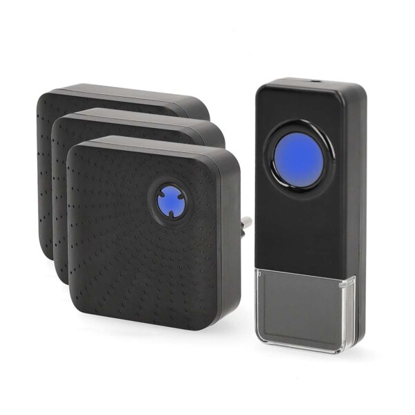 Nedis Wireless Doorbell Set | Mains Powered | 100 - 240 V AC 50/60 Hz | 1x 23A 12V | Volume: 110 dB | Signal range: 150 m | IP55 | Adjustable volume | 58 Melodies | 3 Receivers | Black - Image 5