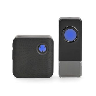 Nedis Wireless Doorbell Set | Mains Powered | 100 - 240 V AC 50/60 Hz | 1x 23A 12V | Volume: 110 dB | Signal range: 150 m | IP55 | Adjustable volume | 58 Melodies | 1 Receiver | Black