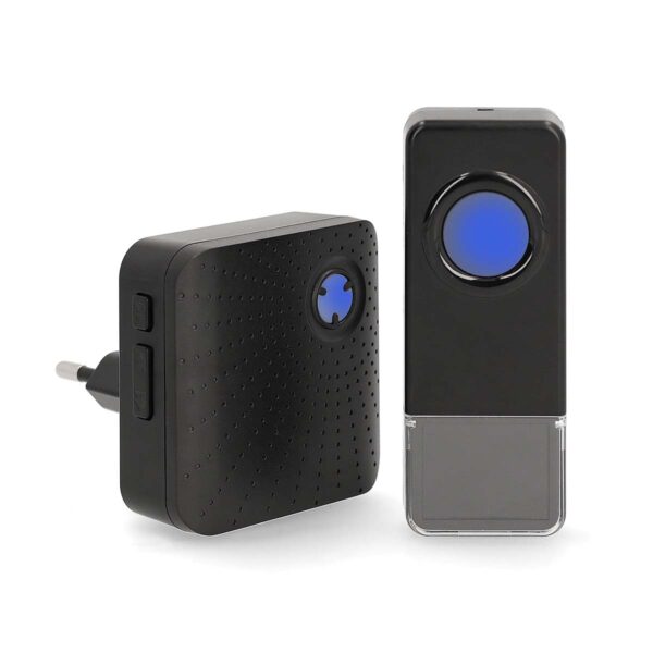 Nedis Wireless Doorbell Set | Mains Powered | 100 - 240 V AC 50/60 Hz | 1x 23A 12V | Volume: 110 dB | Signal range: 150 m | IP55 | Adjustable volume | 58 Melodies | 1 Receiver | Black - Image 2
