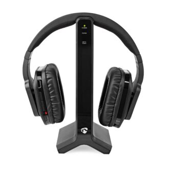 Nedis Wireless TV Headphones | RF | Over-Ear | Maximum battery play time: 8 hrs | 25 m | Digital Audio | Charging dock | Black
