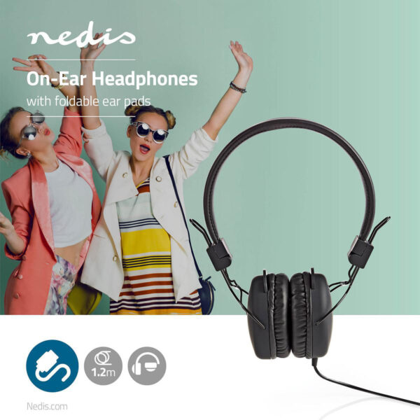 Nedis On-Ear Wired Headphones | 3.5 mm | Cable length: 1.20 m | Black - Image 5
