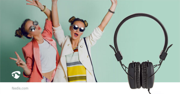 Nedis On-Ear Wired Headphones | 3.5 mm | Cable length: 1.20 m | Black - Image 6