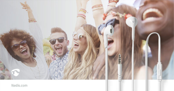 Nedis Wired Earphones | 3.5 mm | Cable length: 1.20 m | Built-in microphone | Volume control | White - Image 4