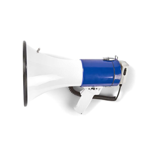 Nedis Megaphone | Maximum range: 1500 m | Maximum Volume control: 120 dB | Detachable Microphone | Built-in siren | Shoulder strap | Blue / White - Image 5