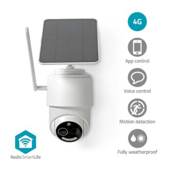 Nedis SmartLife Outdoor Camera | 4G | Full HD 1080p | Pan tilt | IP65 | Cloud Storage (optional) / microSD (not included) | 5 V DC | With motion sensor | Night vision | White