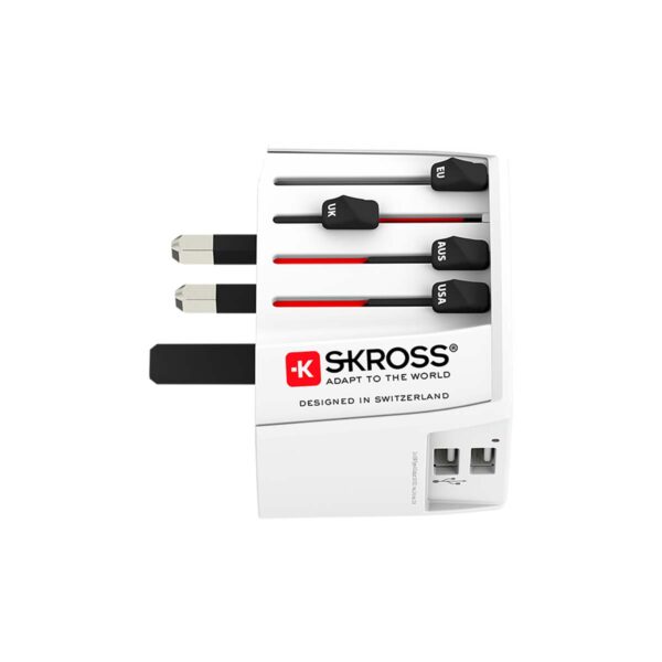 Skross Travel Adapter MUV USB (2xA) Compact 2-pole world travel adapter with 2 integrated USB ports - Image 3
