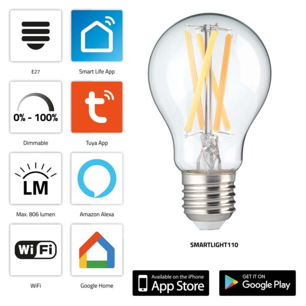 Alecto SMARTLIGHT110 Smart filament LED lamp with Wi-Fi