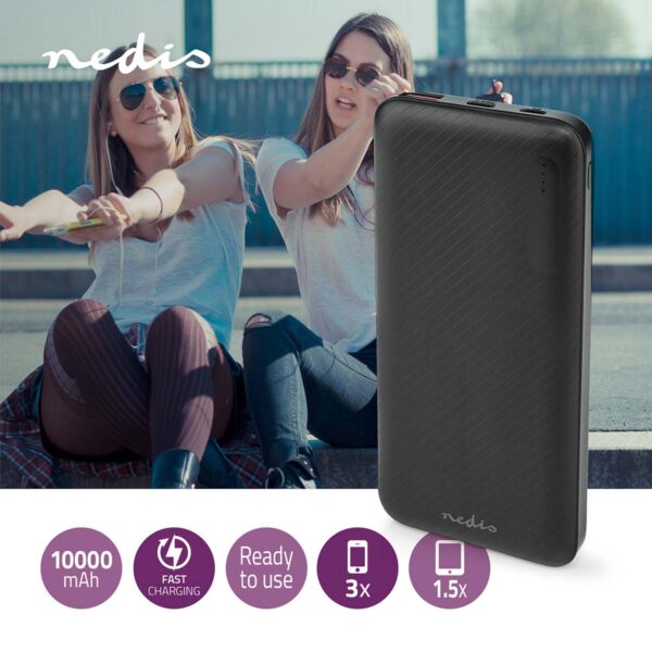 Nedis Powerbank | 10000 mAh | 1.5 / 2.0 / 3.0 A | Number of outputs: 2 | Output connection: 1x USB-A / 1x USB-Cƒ?› | Input connection: 1x Micro USB / 1x USB-Cƒ?› | PD2.0 18W | Lithium-Polymer - Image 8
