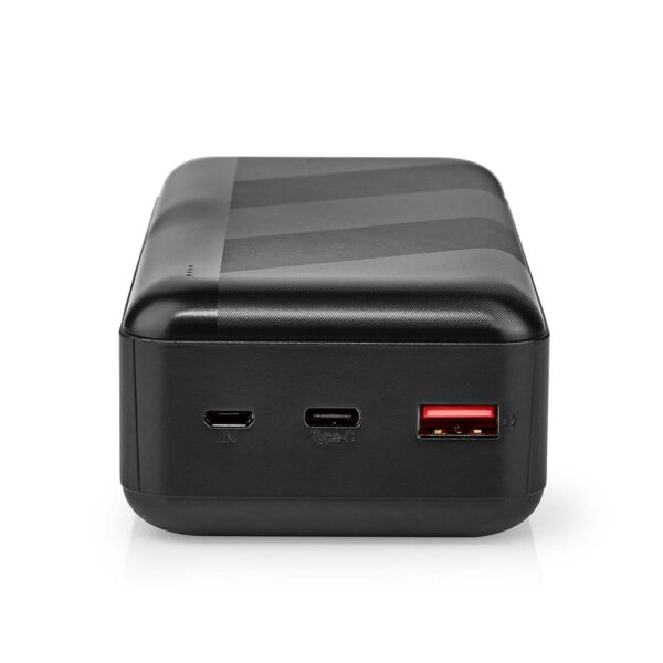 Nedis Powerbank | 30000 mAh | 1.5 / 2.0 / 3.0 A | Number of outputs: 2 | Output connection: 1x USB-A / 1x USB-Cƒ?› | Input connection: 1x Micro USB / 1x USB-Cƒ?› | PD3.0 20W | Lithium-Polymer - Image 2