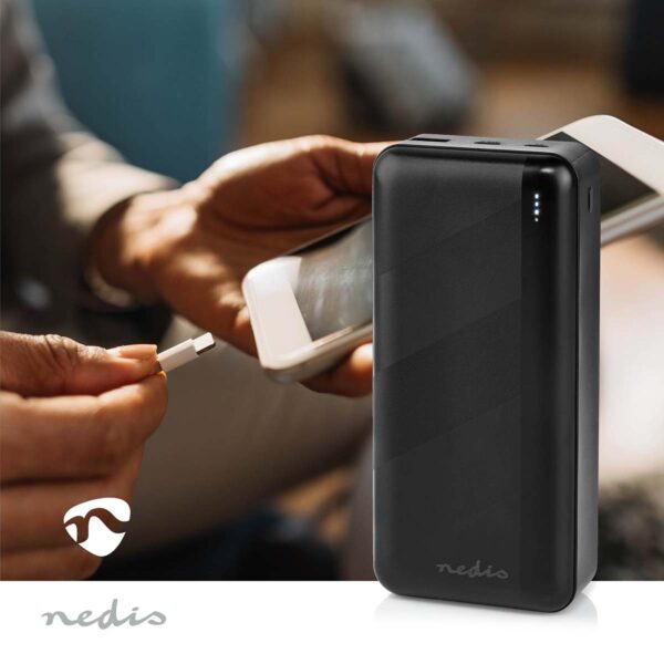 Nedis Powerbank | 30000 mAh | 1.5 / 2.0 / 3.0 A | Number of outputs: 2 | Output connection: 1x USB-A / 1x USB-Cƒ?› | Input connection: 1x Micro USB / 1x USB-Cƒ?› | PD3.0 20W | Lithium-Polymer - Image 7