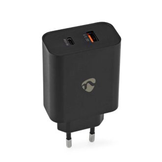 Nedis Wall Charger | 65 W | Quick charge feature | 2.0 / 2.25 / 3.25 A | Number of outputs: 2 | USB-A / USB-Cƒ?› | Automatic Voltage Selection | Black