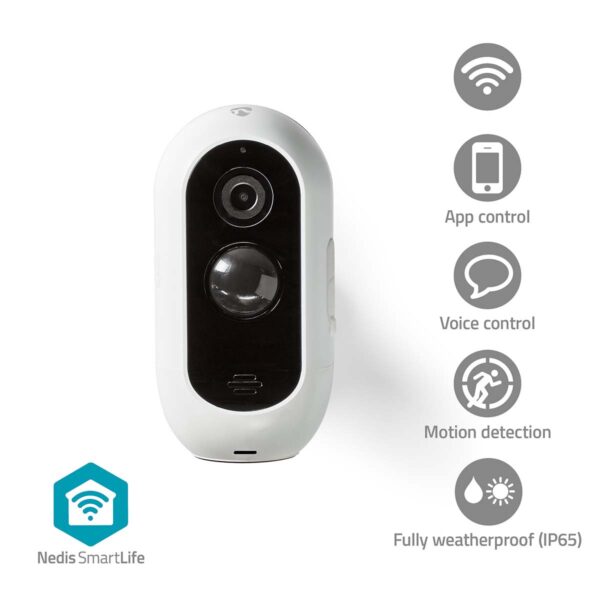 Nedis SmartLife Outdoor Camera | Wi-Fi | Full HD 1080p | IP65 | Max. battery life: 6 Months | Cloud Storage (optional) / microSD (not included) | 5 V DC | With motion sensor | Night vision | White - Image 9