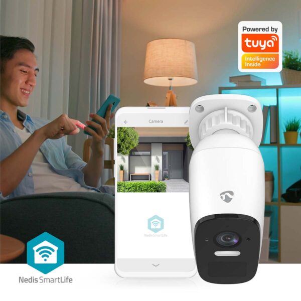 Nedis SmartLife Outdoor Camera | Wi-Fi | Spotlight | 4MP Quad HD 1440p / 2560x1440 | IP66 | Max. battery life: 10 Months | Cloud Storage (optional) / microSD (not included) | 5 V DC | With motion sensor | Night vision | White - Image 9