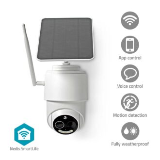 Nedis SmartLife Outdoor Camera | Wi-Fi | Full HD 1080p | Pan tilt | IP65 | Max. battery life: 5 Months | Cloud Storage (optional) / microSD (not included) | 5 V DC | With motion sensor | Night vision | White