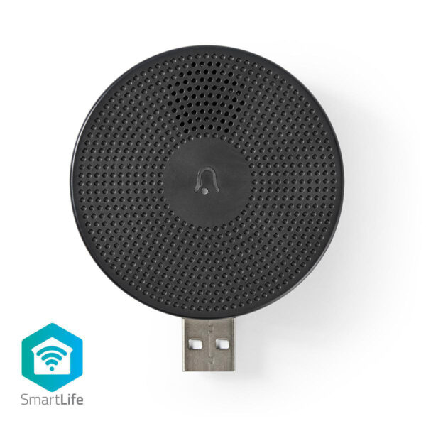 Nedis SmartLife Chime | 433 MHz | Accessory for: WIFICDP10GY / WIFICDP30WT / WIFICDP40CWT | USB Powered | 4 Sounds | 5 V DC | Adjustable volume | Black