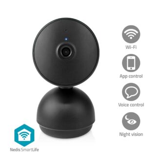 Nedis SmartLife Indoor Camera | Wi-Fi | Full HD 1080p | Pan tilt | Cloud Storage (optional) / microSD (not included) / Onvif | With motion sensor | Night vision | Black