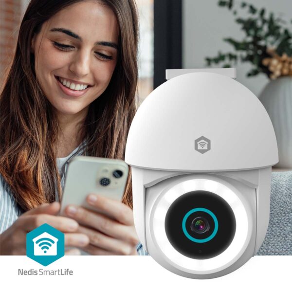 Nedis SmartLife Outdoor Camera | Wi-Fi | Spotlight | 3MP Full HD 1296p | Pan tilt | IP65 | Cloud Storage (optional) / microSD (not included) / Onvif | 5 V DC | With motion sensor | Night vision | White - Image 9