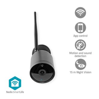 Nedis SmartLife Outdoor Camera | Wi-Fi | Full HD 1080p | IP65 | Cloud Storage (optional) / microSD (not included) | 12 V DC | With motion sensor | Night vision | Black