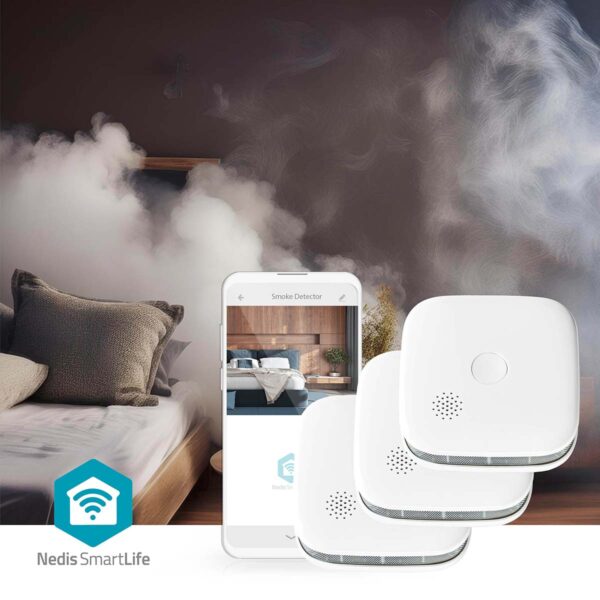 Nedis SmartLife Smoke Detector | Wi-Fi | Battery Powered | Sensor life cycle: 10 year | EN 14604 | Max. battery life: 24 Months | 85 dB | White | 3 pcs - Image 6