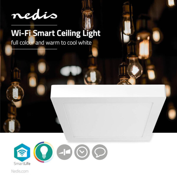 Nedis SmartLife Ceiling Light | Wi-Fi | Cool White / RGB / Warm White | Square | 1400 lm | 2700 - 6500 K | IP20 | Energy class: G | Androidƒ?› / IOS - Image 8