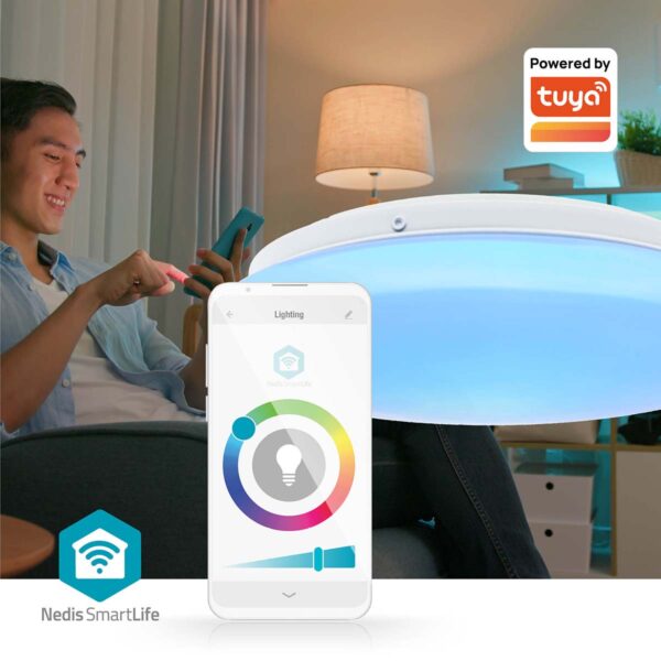 Nedis SmartLife Ceiling Light | Wi-Fi | RGB / Warm to Cool White | Round | Diameter: 260 mm | 1820 lm | 2700 - 6500 K | IP44 | Energy class: F | Androidƒ?› / IOS - Image 7