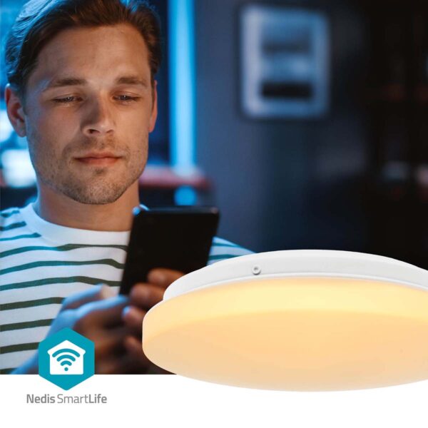 Nedis SmartLife Ceiling Light | Wi-Fi | RGB / Warm to Cool White | Round | Diameter: 260 mm | 1820 lm | 2700 - 6500 K | IP44 | Energy class: F | Androidƒ?› / IOS - Image 5