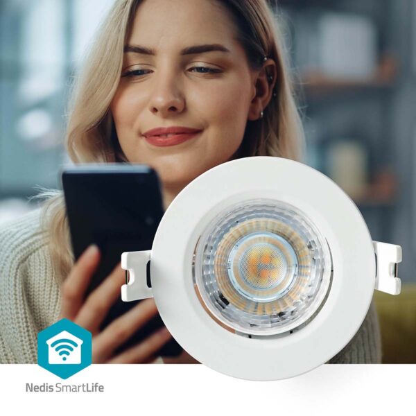 Nedis SmartLife Ceiling Light | Wi-Fi | Warm to Cool White | Round | Diameter: 52 mm | 68 - 74 mm | 360 lm | 2700 - 6500 K | IP20 | Energy class: F | Androidƒ?› / IOS - Image 6