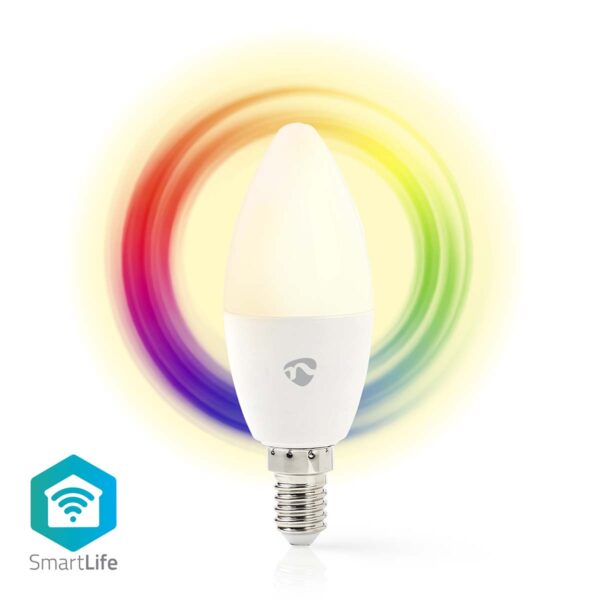 Nedis SmartLife Full Colour LED Bulb | Wi-Fi | E14 | 470 lm | 4.9 W | RGB / Warm to Cool White | 2700 - 6500 K | Androidƒ?› / IOS | Candle | 1 pcs