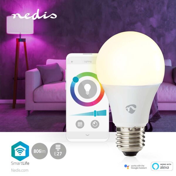 Nedis SmartLife Full Colour LED Bulb | Wi-Fi | E27 | 806 lm | 9 W | RGB / Warm to Cool White | 2700 - 6500 K | Androidƒ?› / IOS | Bulb | 1 pcs - Image 4