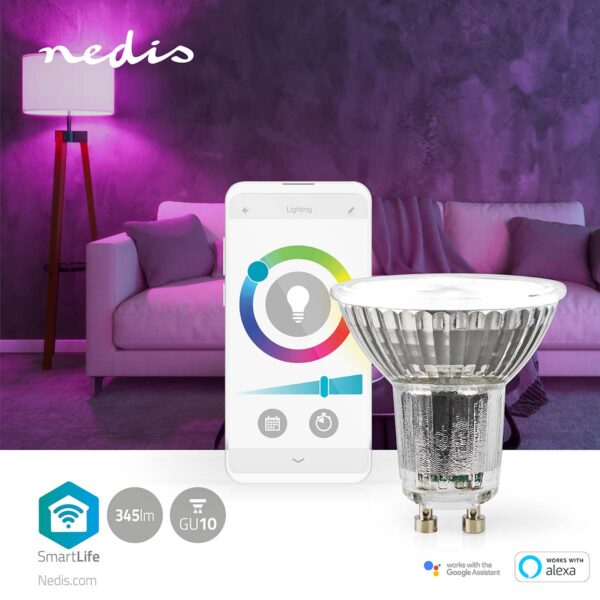 Nedis SmartLife LED Spot | Wi-Fi | GU10 | 345 lm | 5 W | RGB / Warm to Cool White | 2700 - 6500 K | Energy class: G | Androidƒ?› / IOS | PAR16 | 1 pcs - Image 5