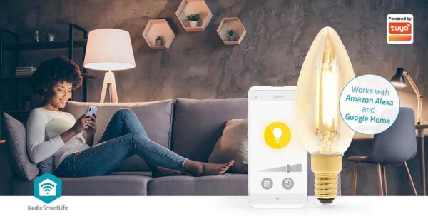 Nedis SmartLife LED Filament Bulb | Wi-Fi | E14 | 470 lm | 4.9 W | Warm White | 1800 - 3000 K | Glass | Androidƒ?› / IOS | Candle | 1 pcs - Image 7
