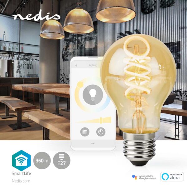 Nedis SmartLife LED Filament Bulb | Wi-Fi | E27 | 360 lm | 4.9 W | Warm to Cool White | 1800 - 6500 K | Glass | Androidƒ?› / IOS | Bulb | 1 pcs - Image 4