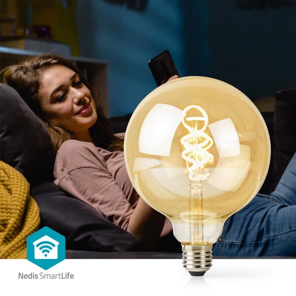 Nedis SmartLife LED Filament Bulb | Wi-Fi | E27 | 360 lm | 4.9 W | Warm to Cool White | 1800 - 6500 K | Glass | Androidƒ?› / IOS | Globe | 1 pcs - Image 4