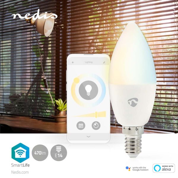 Nedis SmartLife LED Bulb | Wi-Fi | E14 | 470 lm | 4.9 W | Warm to Cool White | 2700 - 6500 K | Androidƒ?› / IOS | Candle | 1 pcs - Image 4