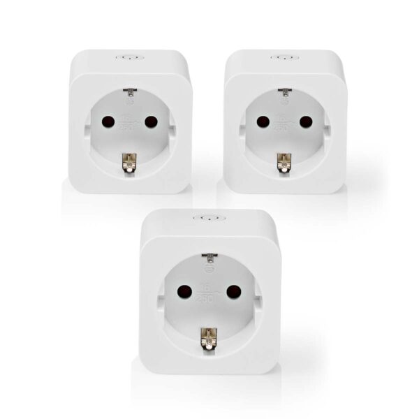 Nedis SmartLife Smart Plug | Wi-Fi | IP21 | Power meter | 3680 W | Type F (CEE 7/7) | 0 - 55 ?øC | Androidƒ?› / IOS | White | 3 pcs - Image 2