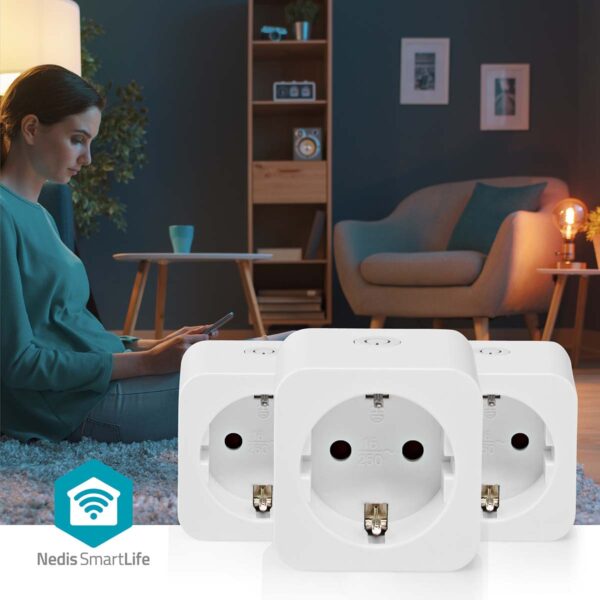 Nedis SmartLife Smart Plug | Wi-Fi | IP21 | Power meter | 3680 W | Type F (CEE 7/7) | 0 - 55 ?øC | Androidƒ?› / IOS | White | 3 pcs - Image 8